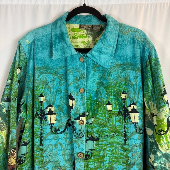 Jane Ashley Casual Lifestyle
Women's Turquoise & Yellow Rome
Theme Jacket Sz:1X - Picture 3 of 13